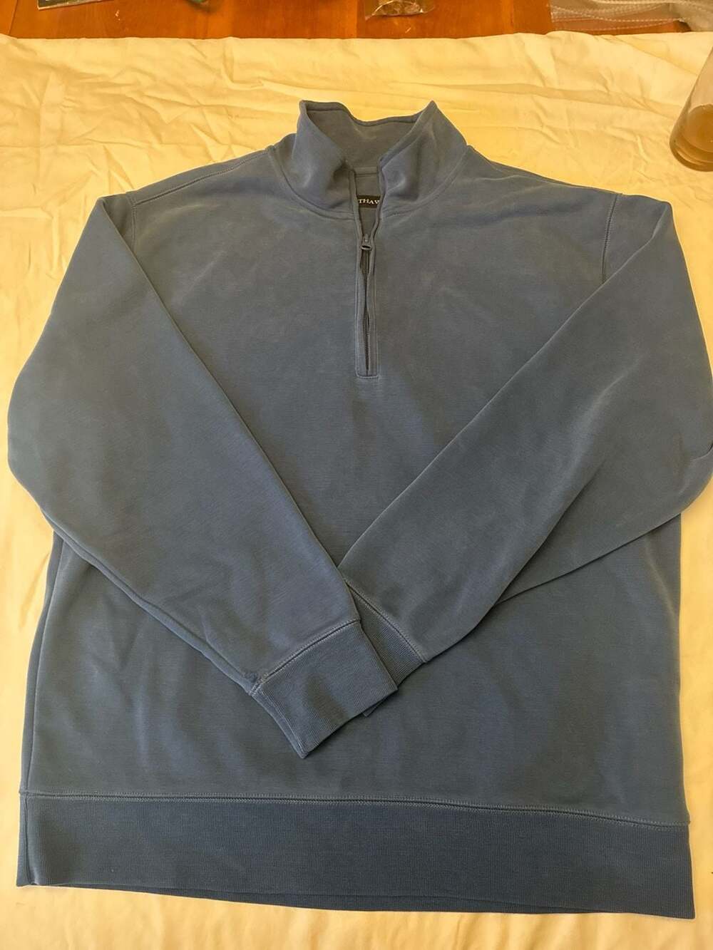 Hathaway Men's Lyocell Blend Sandwash 1/4 Zip Pullover Blue Size L